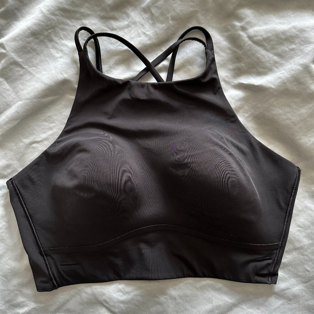 Like a Cloud Longline Bra High Neck Light Support, B/C Cup Size 12 EUC Black